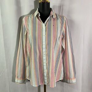 Tommy Hilfiger Colorful Striped Relaxed Fit Button Down Cotton Shirt